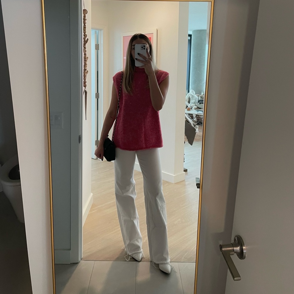 High waisted zara flare jeans in white